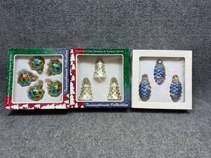 Handcrafted Glass Christmas Ornaments European Artisans Boxed Set of 3